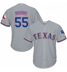 Youth Majestic Texas Rangers 55 Matt Moore Authentic Grey Road Cool Base MLB Jersey 