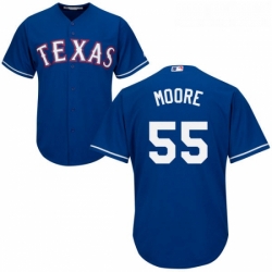 Youth Majestic Texas Rangers 55 Matt Moore Authentic Royal Blue Alternate 2 Cool Base MLB Jersey 