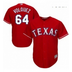 Youth Majestic Texas Rangers 64 Edinson Volquez Authentic Red Alternate Cool Base MLB Jersey 