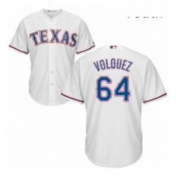 Youth Majestic Texas Rangers 64 Edinson Volquez Replica White Home Cool Base MLB Jersey 