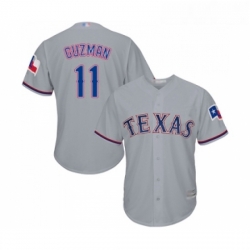Youth Texas Rangers 11 Ronald Guzman Replica Grey Road Cool Base Baseball Jersey 