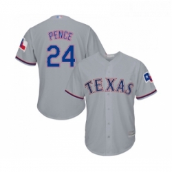 Youth Texas Rangers 24 Hunter Pence Replica Grey Road Cool Base Baseball Jersey 