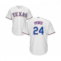 Youth Texas Rangers 24 Hunter Pence Replica White Home Cool Base Baseball Jersey 