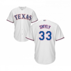 Youth Texas Rangers 33 Drew Smyly Replica White Home Cool Base Baseball Jersey 