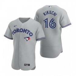 Men Toronto Blue Jays 16 Yusei Kikuchi Grey Flex Base Stitched Baseball jersey