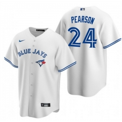 Men Toronto Blue Jays 24 Nate Pearson White Cool Base Stitched Jersey