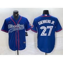 Men Toronto Blue Jays 27 Vladimir Guerrero Jr  Royal Cool Base Stitched Baseball Jersey
