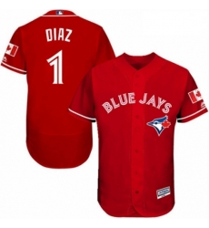 Mens Majestic Toronto Blue Jays 1 Aledmys Diaz Scarlet Alternate Flex Base Authentic Collection MLB Jersey