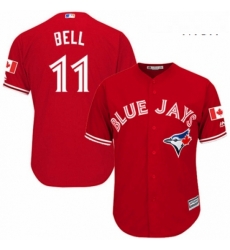 Mens Majestic Toronto Blue Jays 11 George Bell Replica Scarlet Alternate Cool Base MLB Jersey 