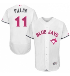 Mens Majestic Toronto Blue Jays 11 Kevin Pillar Authentic White 2016 Mothers Day Fashion Flex Base MLB Jersey