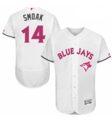 Mens Majestic Toronto Blue Jays 14 Justin Smoak Authentic White 2016 Mothers Day Fashion Flex Base MLB Jersey