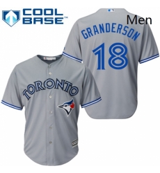Mens Majestic Toronto Blue Jays 18 Curtis Granderson Replica Grey Road MLB Jersey 