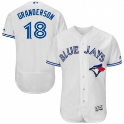 Mens Majestic Toronto Blue Jays 18 Curtis Granderson White Home Flex Base Authentic Collection MLB Jersey