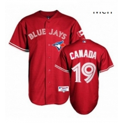 Mens Majestic Toronto Blue Jays 19 Jose Bautista Authentic Red Canada Day MLB Jersey