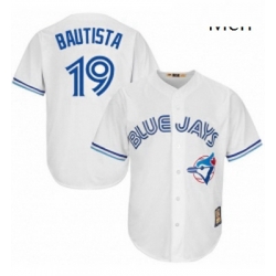 Mens Majestic Toronto Blue Jays 19 Jose Bautista Replica White Cooperstown MLB Jersey