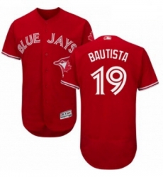 Mens Majestic Toronto Blue Jays 19 Jose Bautista Scarlet Flexbase Authentic Collection Alternate MLB Jersey