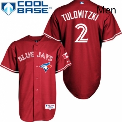 Mens Majestic Toronto Blue Jays 2 Troy Tulowitzki Replica Red Canada Day MLB Jersey