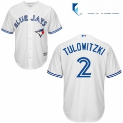 Mens Majestic Toronto Blue Jays 2 Troy Tulowitzki Replica White Home MLB Jersey