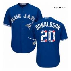 Mens Majestic Toronto Blue Jays 20 Josh Donaldson Authentic Blue Team Logo Fashion MLB Jersey
