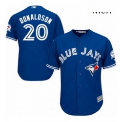 Mens Majestic Toronto Blue Jays 20 Josh Donaldson Replica Blue Alternate 40th Anniversary Patch MLB Jersey