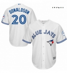 Mens Majestic Toronto Blue Jays 20 Josh Donaldson Replica White Home 40th Anniversary Patch MLB Jersey