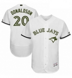 Mens Majestic Toronto Blue Jays 20 Josh Donaldson White Memorial Day Authentic Collection MLB Jersey Flex Base 