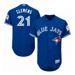 Mens Majestic Toronto Blue Jays 21 Roger Clemens Blue Alternate Flex Base Authentic Collection MLB Jersey