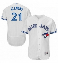 Mens Majestic Toronto Blue Jays 21 Roger Clemens White Home Flex Base Authentic Collection MLB Jersey