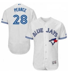 Mens Majestic Toronto Blue Jays 28 Steve Pearce White Home Flex Base Authentic Collection MLB Jersey