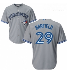 Mens Majestic Toronto Blue Jays 29 Jesse Barfield Replica Grey Road MLB Jersey 