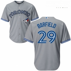 Mens Majestic Toronto Blue Jays 29 Jesse Barfield Replica Grey Road MLB Jersey 