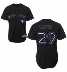 Mens Majestic Toronto Blue Jays 29 Joe Carter Authentic Black Fashion MLB Jersey
