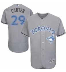 Mens Majestic Toronto Blue Jays 29 Joe Carter Authentic Gray 2016 Fathers Day Fashion Flex Base MLB Jersey 