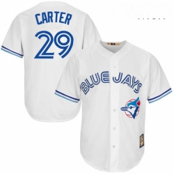 Mens Majestic Toronto Blue Jays 29 Joe Carter Replica White Cooperstown MLB Jersey