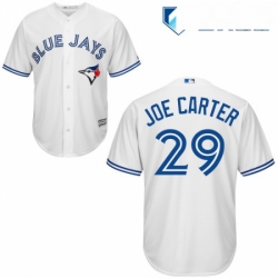 Mens Majestic Toronto Blue Jays 29 Joe Carter Replica White Home MLB Jersey