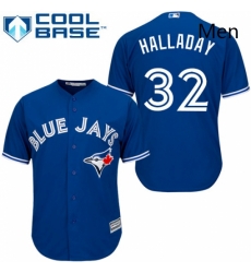 Mens Majestic Toronto Blue Jays 32 Roy Halladay Replica Blue Alternate MLB Jersey