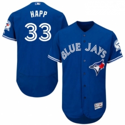 Mens Majestic Toronto Blue Jays 33 JA Happ Blue Alternate Flex Base Authentic Collection MLB Jersey