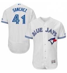 Mens Majestic Toronto Blue Jays 41 Aaron Sanchez White Home Flex Base Authentic Collection MLB Jersey