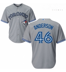 Mens Majestic Toronto Blue Jays 46 Brett Anderson Replica Grey Road MLB Jersey 