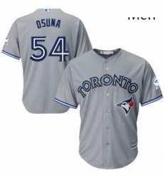 Mens Majestic Toronto Blue Jays 54 Roberto Osuna Replica Grey Road 40th Anniversary Patch MLB Jersey