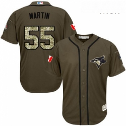 Mens Majestic Toronto Blue Jays 55 Russell Martin Authentic Green Salute to Service MLB Jersey