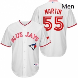 Mens Majestic Toronto Blue Jays 55 Russell Martin Authentic White 2015 Canada Day MLB Jersey
