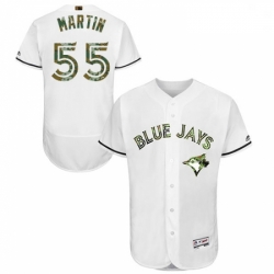 Mens Majestic Toronto Blue Jays 55 Russell Martin Authentic White 2016 Memorial Day Fashion Flex Base Jerseys
