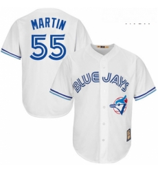 Mens Majestic Toronto Blue Jays 55 Russell Martin Replica White Cooperstown MLB Jersey