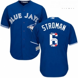 Mens Majestic Toronto Blue Jays 6 Marcus Stroman Authentic Blue Team Logo Fashion MLB Jersey