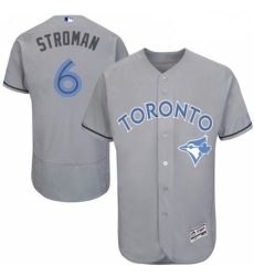 Mens Majestic Toronto Blue Jays 6 Marcus Stroman Authentic Gray 2016 Fathers Day Fashion Flex Base MLB Jersey