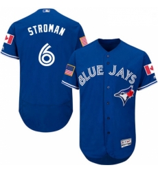 Mens Majestic Toronto Blue Jays 6 Marcus Stroman Authentic Royal Blue Fashion Stars Stripes Flex Base Jerseys