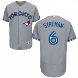 Mens Majestic Toronto Blue Jays 6 Marcus Stroman Grey Road Flex Base Authentic Collection MLB Jersey