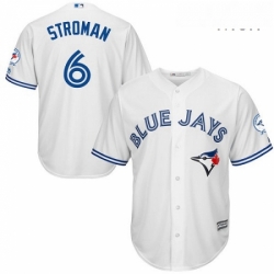Mens Majestic Toronto Blue Jays 6 Marcus Stroman Replica White Home 40th Anniversary Patch MLB Jersey