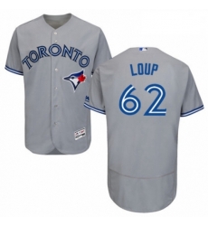 Mens Majestic Toronto Blue Jays 62 Aaron Loup Grey Road Flex Base Authentic Collection MLB Jersey